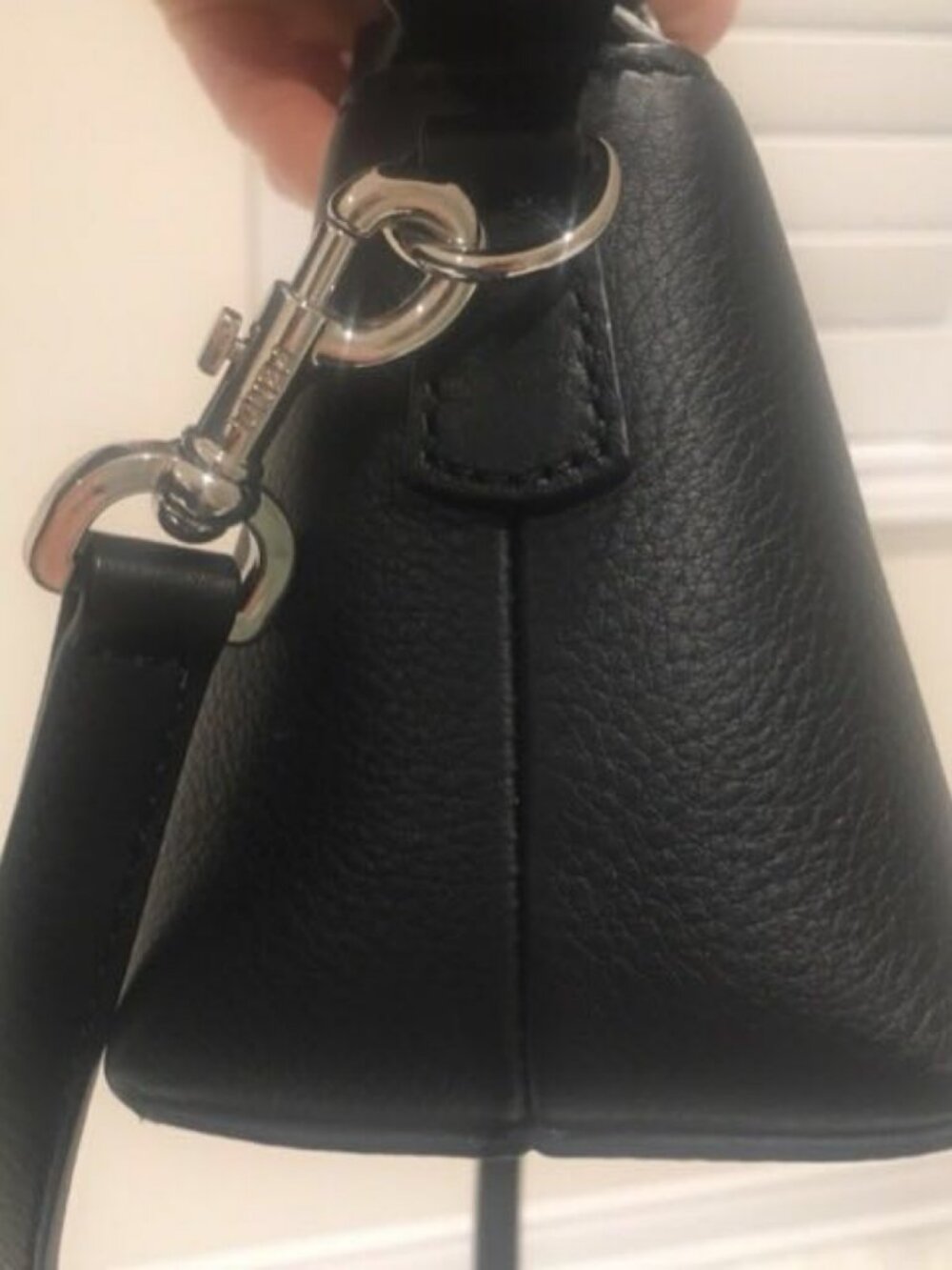 Fendi By The Way Mini Boston Bag Black Pebbled Leather Silver Hardware